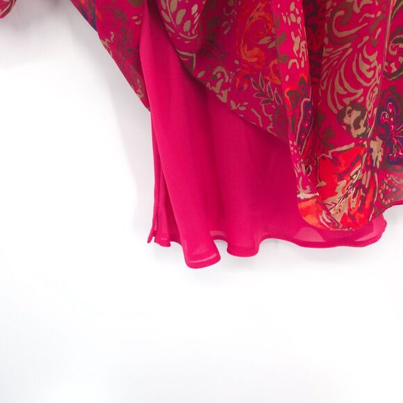 Chaps NWOT paisley chiffon peasent top Size XL red pink w/ tank top Boho peasant - Picture 9 of 10